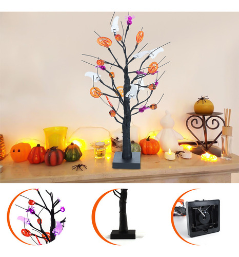 24 Luces Led Moradas For Árbol De Halloween, 20 Pulgadas, C