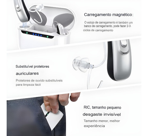 Aparelho Auditivo Poderoso 16 Canais Bluetooth P/ Idosos