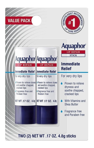 Aquaphor Lip Repair Stick Bálsamo Labial Para Labios 2 Pack