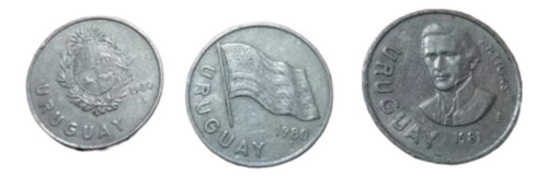3 Monedas Uruguayas 1980, 1981