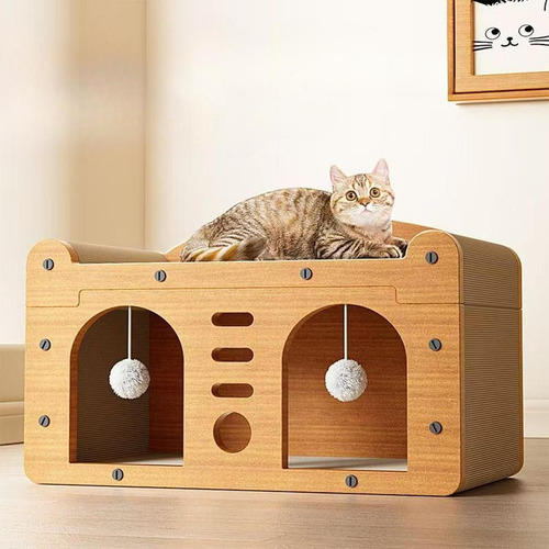 Cat Scratcher House Cat Scratch Box Acogedora Conmovedor De