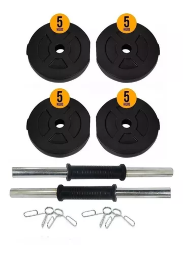 BSFIT Kit de pesas 40kg barra y Mancuernas Regulables Set Juego de