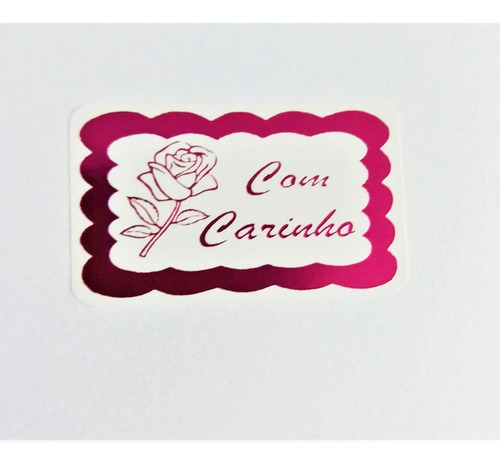 Etiqueta Adesiva Para Lembrancinha Com Carinho Rosa 600 Un.