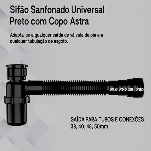 Sifão Sanfonado Universal Com Copo Facil Limpeza