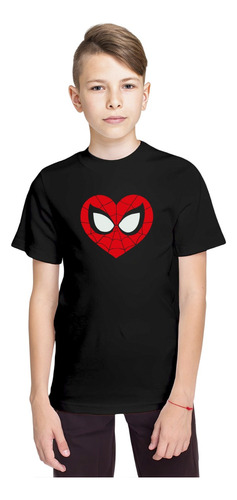 Polera Spiderman Corazon Mask  Spiderverse Niño Adulto