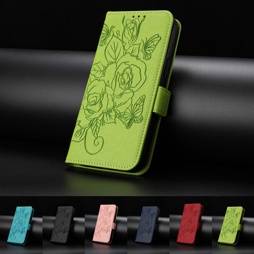 Funda De Piel Con Estampado De Rosas Para Motorola Serie G71, Función Atril, Cierre De Mariposa, Cartera, Ranuras Para Tarjetas, Bloqueo Rfid