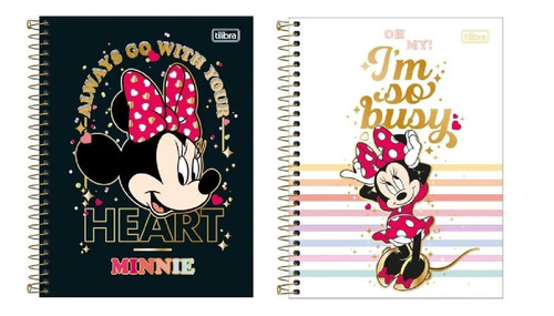 Caderno Colegial 10 Matérias Feminino Minnie Mouse Tilibra