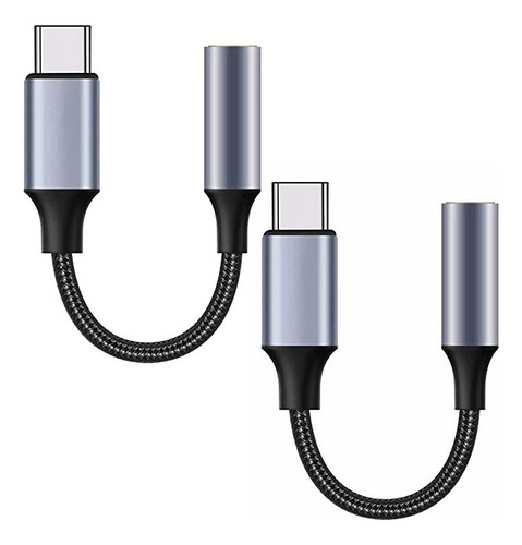 2×adaptador Usb 3.1 Tipo-c A Auxiliar 3.5 Audifono Micrófono