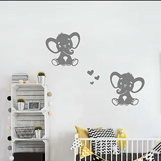 Adhesivo Decorativo Para Pared De Dos Elefantes Encantadores