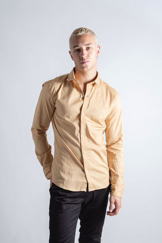 Camisa De Vestir Hombre Entallada Slim Fit Algodón 