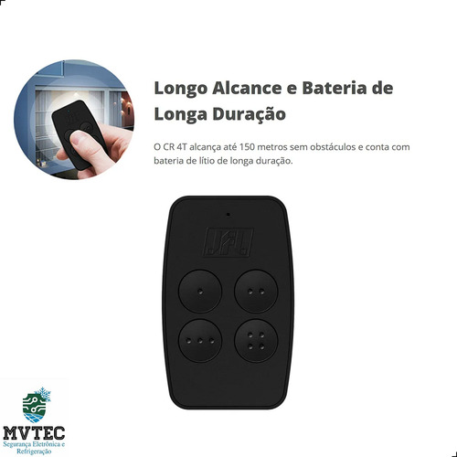 Controle Remoto Jfl Cr 4t Longo Alcance 4 Botões Jfl Preto