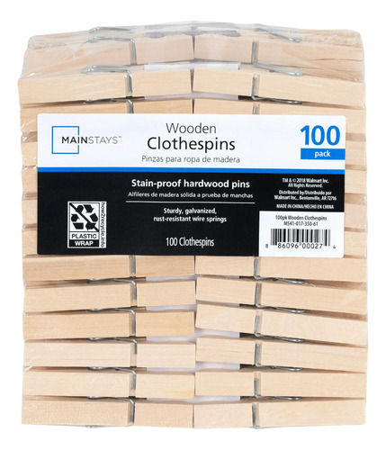 Ganchos De Madera Para Colgar Ropa Mainstays 100 Piezas