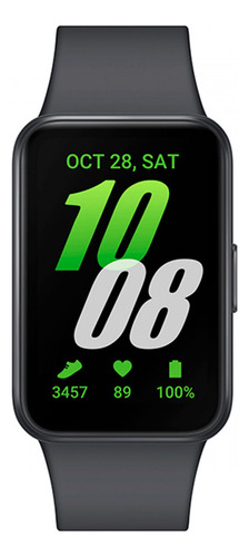 Reloj inteligente Samsung Galaxy Fit3 1.6 Amoled Bluetooth Graphite, carcasa blanca, pulsera gris oscuro, bisel gris oscuro, diseño de pulsera deportiva