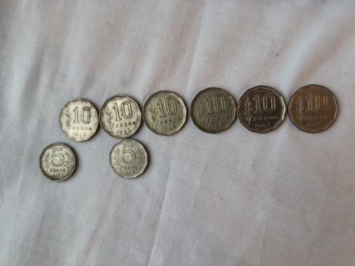 Monedas Argentina Años 60 10 Pesos 5 Pesos 1961 1962 1963 68