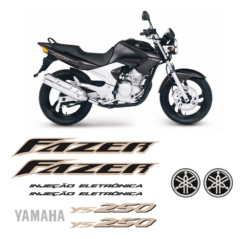 Kit Adesivos Fazer 250 Ys 2007 Moto Yamaha + Logo Emblemas