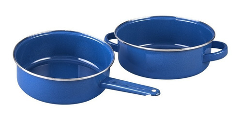 Imagen 4 de 5 de Batería De Cocina Acero Vitrificado Azul Grafito Cinsa 8 Pzs