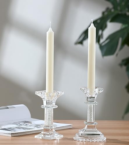 Juego 2 Portavelas Cristal Pequeños Vela Cónica 13.46cm Tran