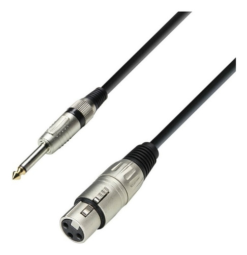 Cable Microfono Xlr Hembra Plug Mono Adam Hall K3mfp0600 Color Negro