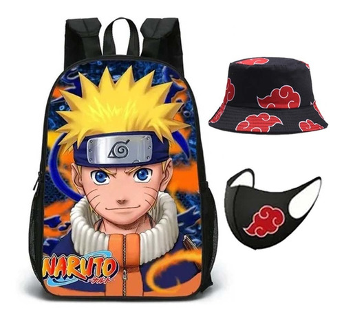 Set Mochila Doble Cara Naruto+máscara+gorro