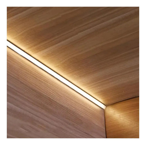 Perfil Angulo Para Tira Led Aluminio X 1m Esquinero 45° Blanco Opal