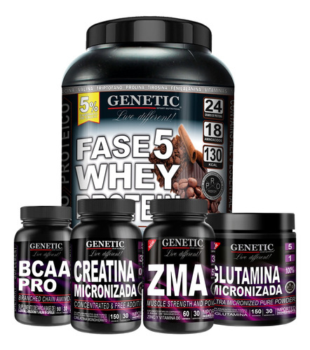 Anabol 5 Masa Muscular Whey Bcaa Creatina Glutamina Genetic