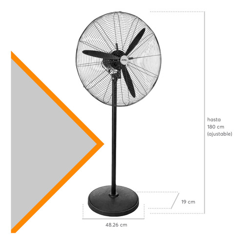 Ventilador Industrial Con Pedestal 26 Adir 2071 Color De La Estructura Negro Color De Las Aspas Negro