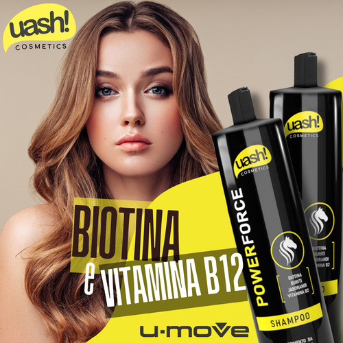 Shampoo Uash Power Force 900ml Fortalece Da Raiz As Pontas
