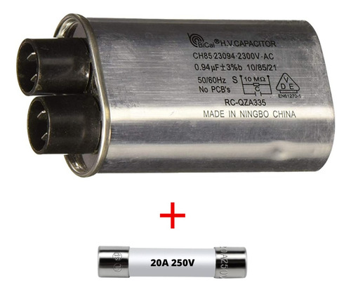 Capacitor Microondas 0.94 Uf 2100v Con Fusible 20a 250v