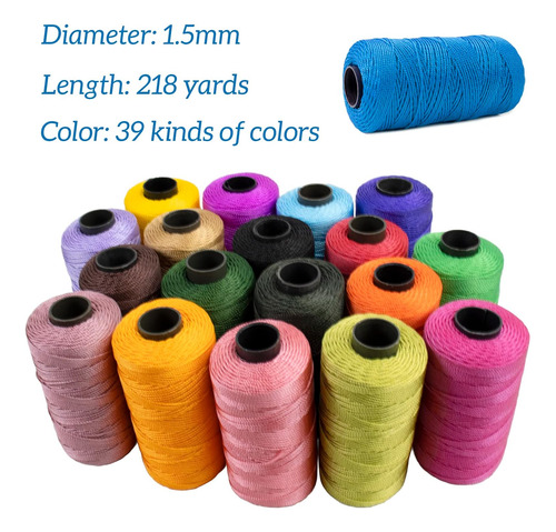 Cuerda Trenzada De Macramé De 1,5 Mm X 218 Yardas, Cue...