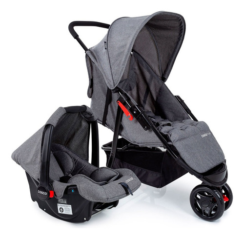 Conjunto Travel System Toffy Duo Cinza Mescla Cosco Kids