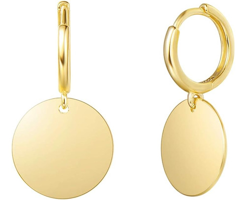 Aretes Aro Redondos Plata 925 Chapados En Oro Amarillo Para