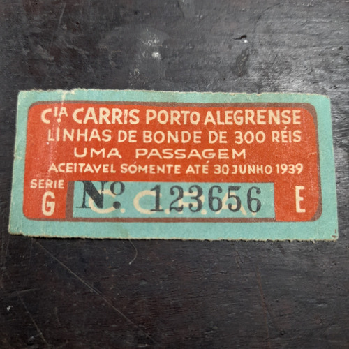 Carris Porto Alegre Vale Transporte Bonde 1939 300 Réis 