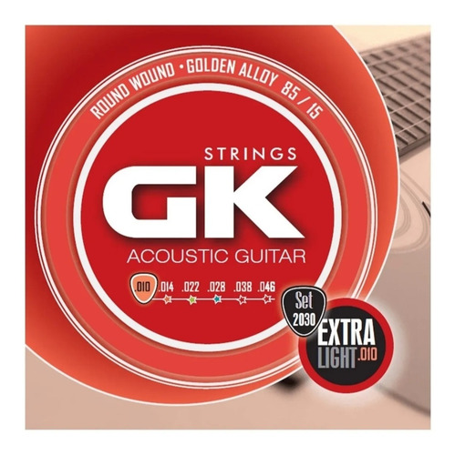 Gk Cuerdas De Metal Para Guitarra Acustica Extra Light .010