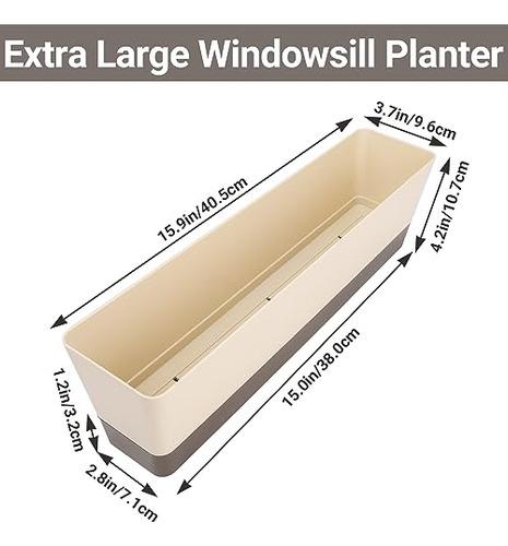 Suream Window Box Herb Planters, 3 Pack 16 X3.8 Pulgadas Ind