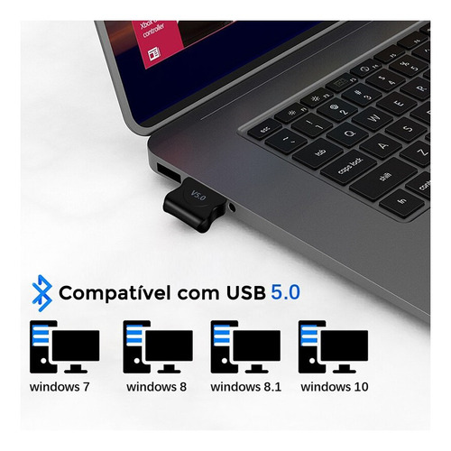 Imagem 2 de 4 de Adaptador Usb Bluetooth 5.0 Dongle Pc Win Xbox - Original