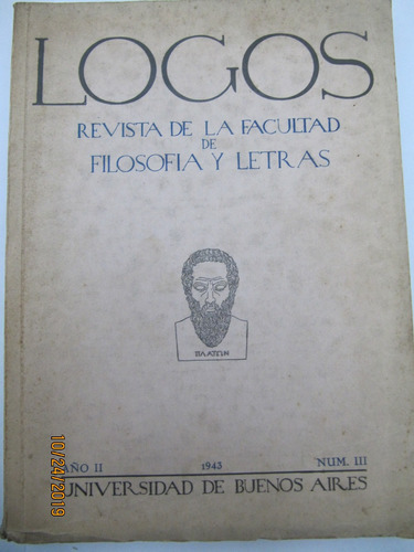 Logos Revista De Filosofia Y Letras Año 2 Nº3  1943