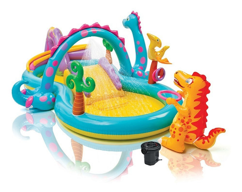 Pileta Inflable Dinoland Intex Playcenter + Inflador