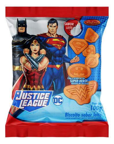 Biscoito Leite Justice League Santa Edwiges Pacote 100g