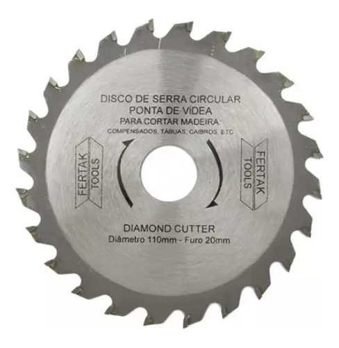 Disco De Serra Circular Furo 20mm 110mm X 72dt Fertak