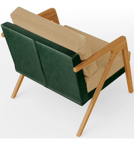 Kit 03 Poltronas Pietra Facto Verde Musgo Linho Bege Escuro Cor Bege-escuro Desenho do tecido Liso