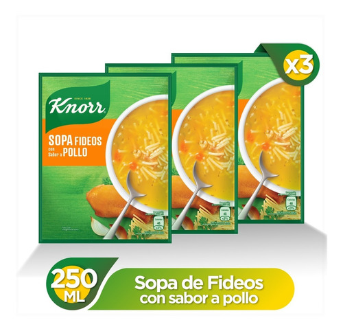 Sopa De Pollo Y Fideos 60 Gr 3 Unidades Knorr 
