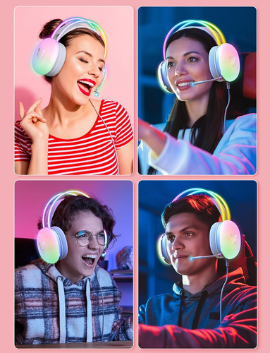 Auriculares Para Juegos Con Micrófono, Iluminación Rgb Rainb