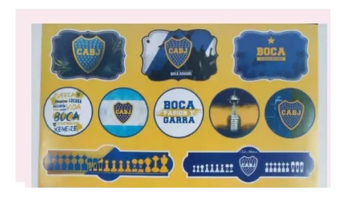 5 Láminas Stickers X 22 Boca Juniors Souvenirs Candy Bar