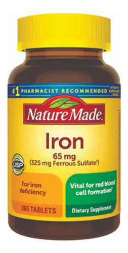 Nature Made Iron 65 Mg 365 Tabletas Glóbulos Rojos