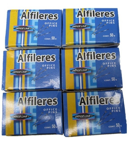 Alfileres Office Line ( Pack De 6 Cajas De 50gr.)