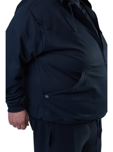 Moletom Plus Size Masculino Preto Com Ziper