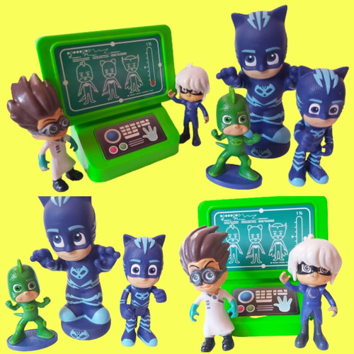 Pj Mask Figuras Gatuno, Gekko, Romeo Con Compu Y Luna Girl 