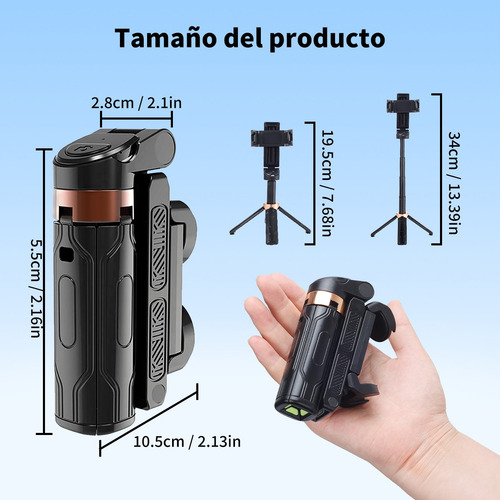 Tripie Celular Selfie Stick Bluetooth Control Remoto Con Luz