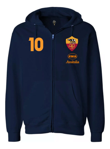 Campera  Salida Algodon As Roma De Italia Canguro C/capucha