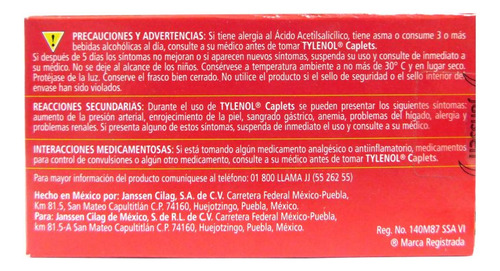 Tylenol Máxima Eficacia Caja Con 10 Tabletas